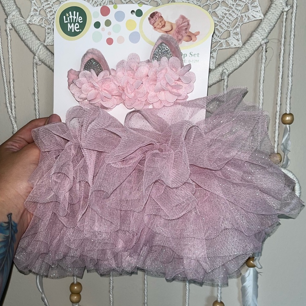 Little me baby girl tutu with cat ears headband